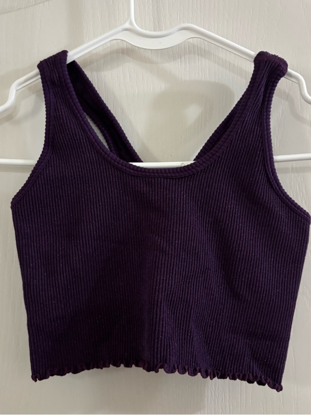 Spiritual Gangster Purple Ribbed Cropped Tank